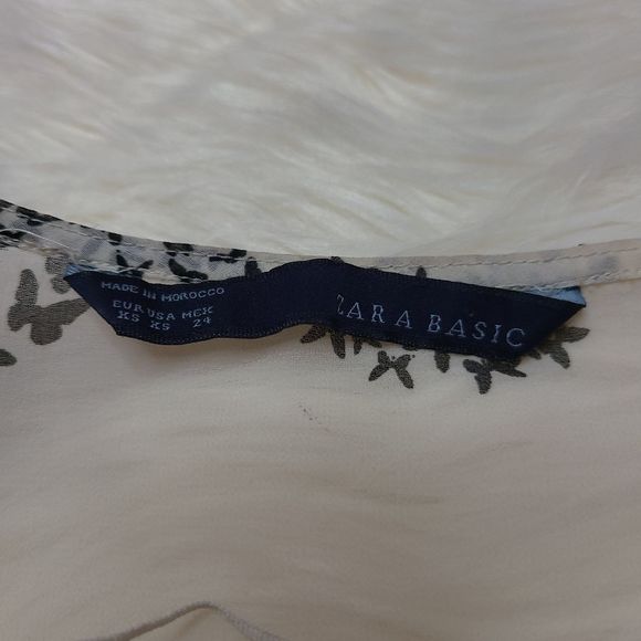 Zara Basic | Butterfly Sleeve Sheer Blouse sz sm - Picture 3 of 5